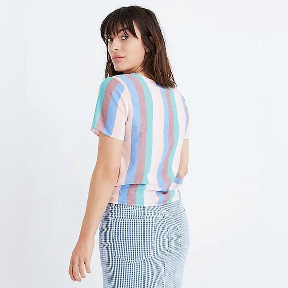 Madewell Novel Tie-Front Button Top in Flagstaff Stripe - Picture 2 of 9